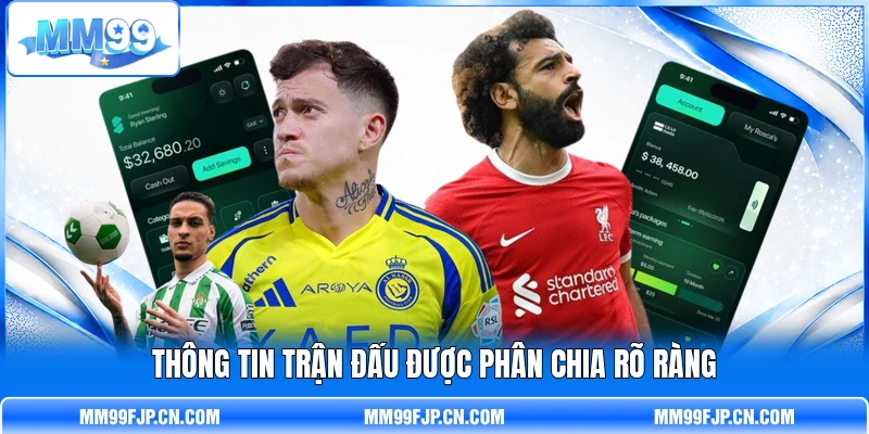 Thông tin trận đấu được phân chia rõ ràng Thông tin trận đấu được phân chia rõ ràng